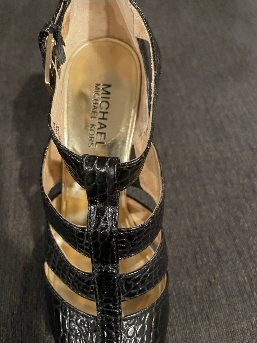 Michael Kors Women's Black Croc Leather Heels - Size 7 Worn One Time. - Picture 6 of 6